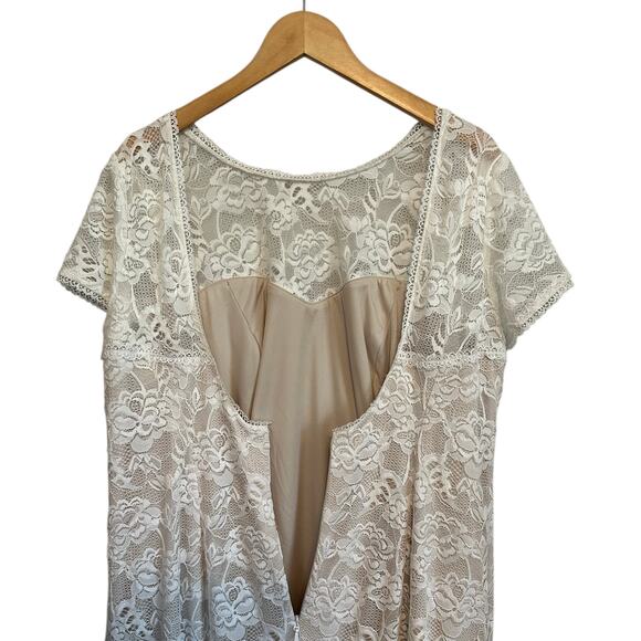 Melissa Sweet Ivory Champagne Short Sleeve Lace Train Wedding Dress Plus Sz 22W - Picture 11 of 12